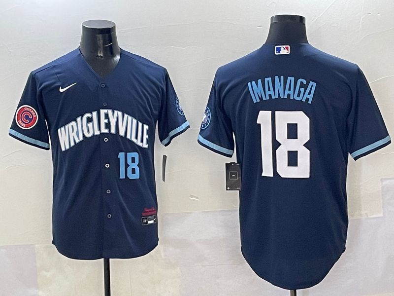 Men Chicago Cubs #18 Imanaga Dark Blue City Edition 2025 Nike MLB Jersey style 12->chicago cubs->MLB Jersey